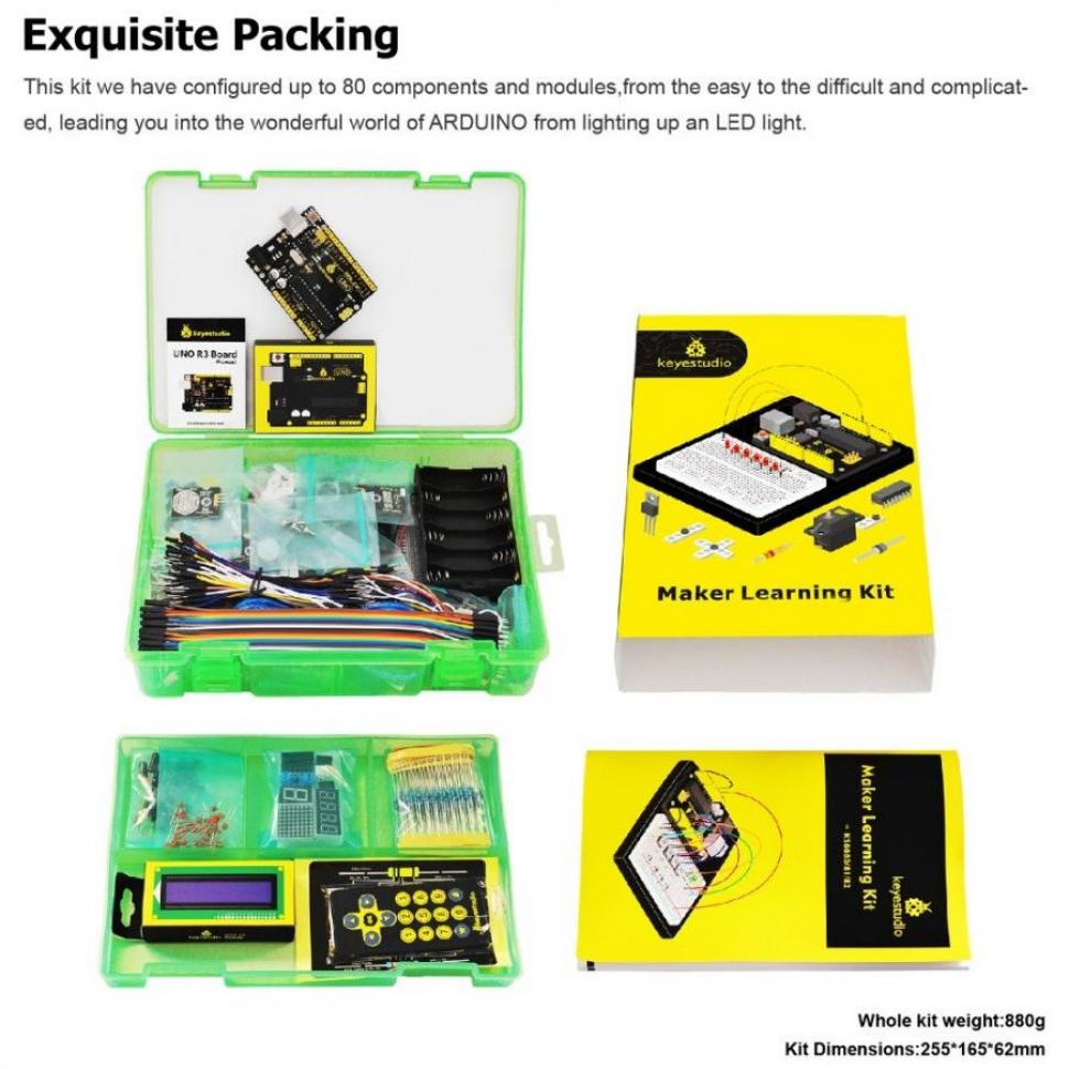 디바이스마트,오픈소스/코딩교육 > 아두이노 > 아두이노 교육용키트,keyestudio,아두이노 메이커 학습 스타터 키트 (우노 R3 포함) [KS0081],프로젝트용 메이커 학습 키트,스타터 키트 / 과학 실험을 위한 DIY 키트 / 전자, 물리학, 과학 지식 및 소프트웨어 프로그래밍을 배울 수 있습니다. / 아크릴고정판포함