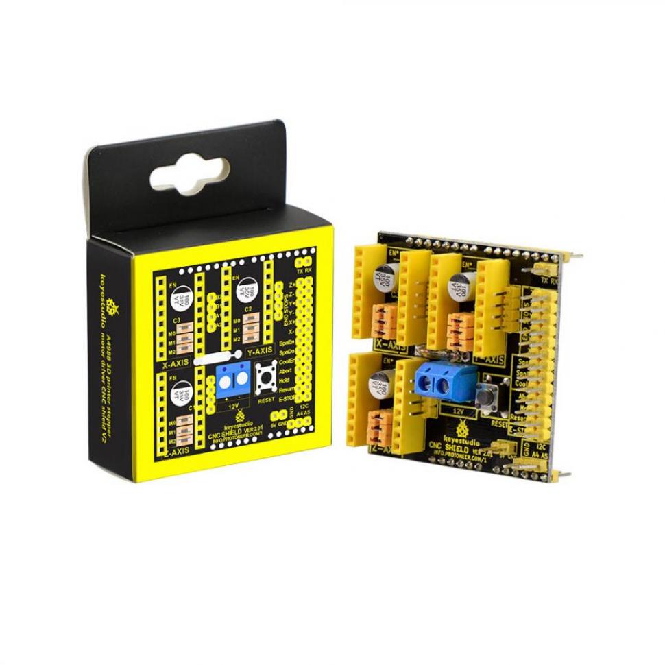 디바이스마트,오픈소스/코딩교육 > 아두이노 > 아두이노 호환쉴드,keyestudio,아두이노 우노 A4988 모터 드라이버 쉴드 V2 [KS0151],GRBL 0.8c 호환 / 탈착식 A4988 호환 스테퍼 드라이버 사용 / 12-36V DC에서 작동