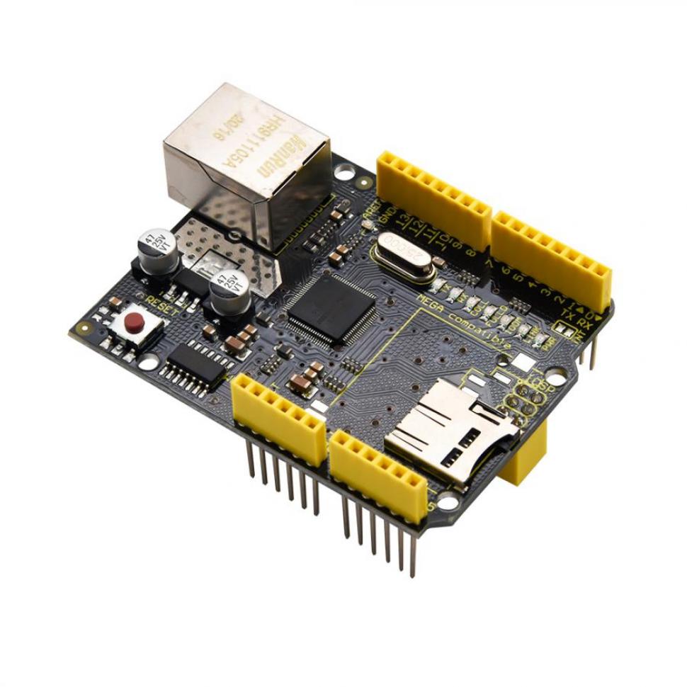 디바이스마트,오픈소스/코딩교육 > 아두이노 > 아두이노 호환쉴드,keyestudio,아두이노 W5100 이더넷 쉴드 [KS0156],SD 카드 슬롯, 아두이노 UNO R3, Mega 2560R3과 호환 / 온보드에는 D13 LED가 포함 / TCP,IP 프로토콜 지원