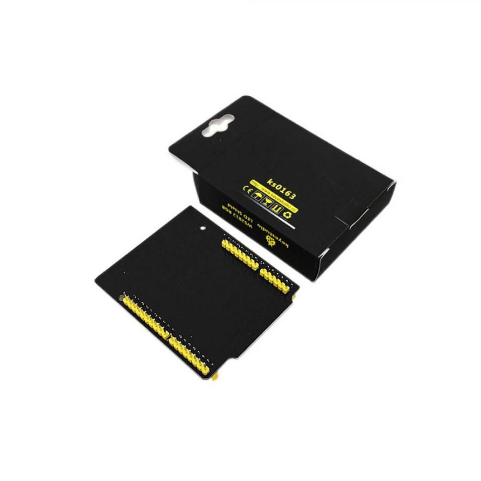 디바이스마트,오픈소스/코딩교육 > 아두이노 > 아두이노 호환쉴드,keyestudio,아두이노 WS2812 x 40LED 픽셀 매트릭스 쉴드 [KS0163],UNO 보드와 호환 / IC 제어회로와 LED 점광원은 동일한 전원공급장치를 사용 /  3원색의 각 픽셀은 256 밝기 디스플레이를 구현할 수 있으며, 16777216색 풀컬러 디스플레이를 완성하며, 스캔 주파수는 최소 400Hz/s입니다.