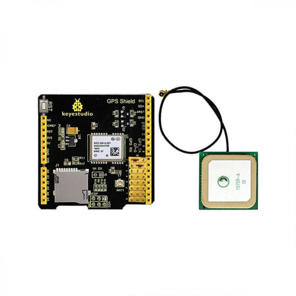 디바이스마트,오픈소스/코딩교육 > 아두이노 > 아두이노 호환쉴드,keyestudio,아두이노 GPS 쉴드 + 안테나 [KS0253],아두이노 우노 R3 호환 / 온보드에는 SD 카드 소켓이 있습니다. /  ICSP 핀이 함께 제공됩니다.