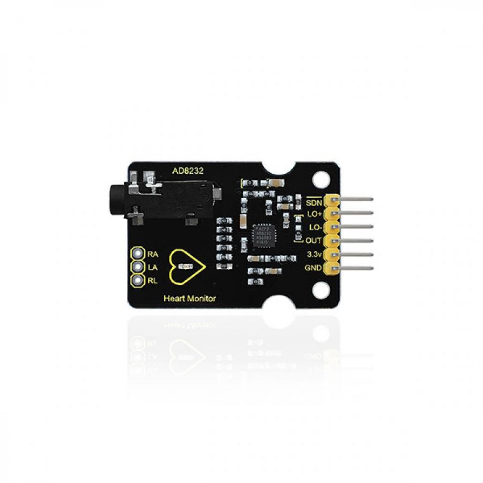 디바이스마트,오픈소스/코딩교육 > 아두이노 > 아두이노 센서모듈,keyestudio,아두이노 AD8232 ECG 심박 센서 모듈 [KS0261],전원전압: DC 3.3V / 출력: 아날로그 출력 / 인터페이스(RA, LA, RL 연결): 3PIN, 2.54PIN 또는 이어폰 잭 / 크기(mm): 36*31*18