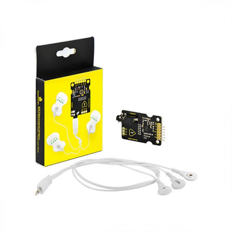 디바이스마트,오픈소스/코딩교육 > 아두이노 > 아두이노 센서모듈,keyestudio,아두이노 AD8232 ECG 심박 센서 모듈 [KS0261],전원전압: DC 3.3V / 출력: 아날로그 출력 / 인터페이스(RA, LA, RL 연결): 3PIN, 2.54PIN 또는 이어폰 잭 / 크기(mm): 36*31*18