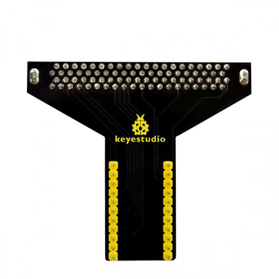 디바이스마트,오픈소스/코딩교육 > Micro:Bit > 마이크로비트 확장/변환보드,keyestudio,마이크로비트 T형 확장보드 [KS0291],마이크로:비트 메인 보드를 T형 어댑터의 엣지 커넥터에 삽입한 다음 브레드보드에 꽂습니다. / 마이크로:비트에 내장된 5*5 LED를 사용하여 이미지를 표시할 수 있습니다.