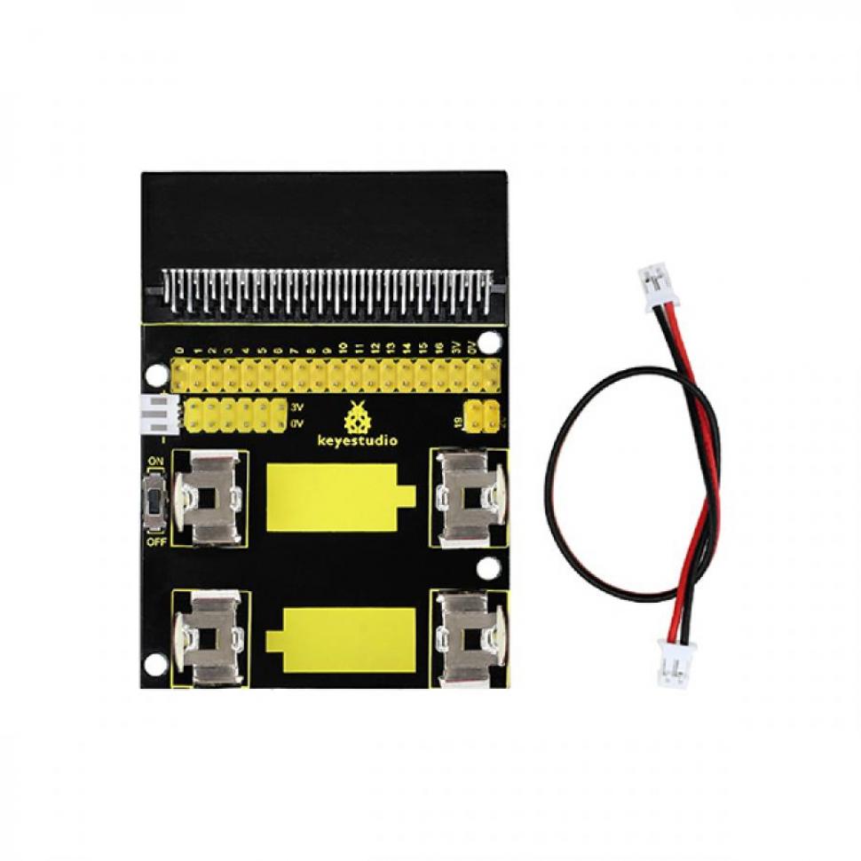 디바이스마트,오픈소스/코딩교육 > Micro:Bit > 마이크로비트 확장/변환보드,keyestudio,마이크로비트 전원 공급 쉴드 [KS0294],PCB 크기: 78*58*20mm / 배터리 전압: DC 1.5V / 와이어 길이: 170mm / 입력 전압: DC 3V