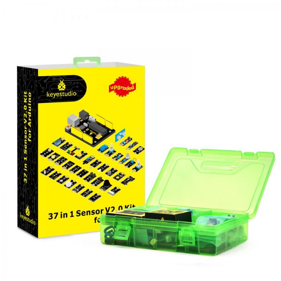 디바이스마트,오픈소스/코딩교육 > 아두이노 > 아두이노 교육용키트,keyestudio,아두이노 우노 37종 센서 스타터 V2.0 키트 (우노 미포함) [KS0399],디지털/아날로그 센서와 초음파 모듈, 조이스틱, 릴레이 모듈, 가속 모듈 등과 같은 몇 가지 특수 모듈이 들어 있습니다.