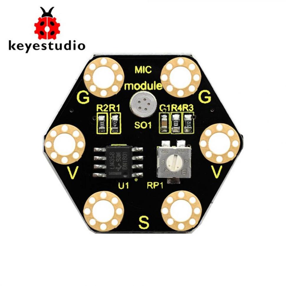 디바이스마트,오픈소스/코딩교육 > Micro:Bit > 마이크로비트 센서/모듈,keyestudio,마이크로비트 마이크 모듈 [KS0423],작동 전압: DC 3.0-3.3V / 출력 신호: 아날로그 신호 / 크기(mm): 31*27*4 / 무게: 2g / 환경 속성: ROHS