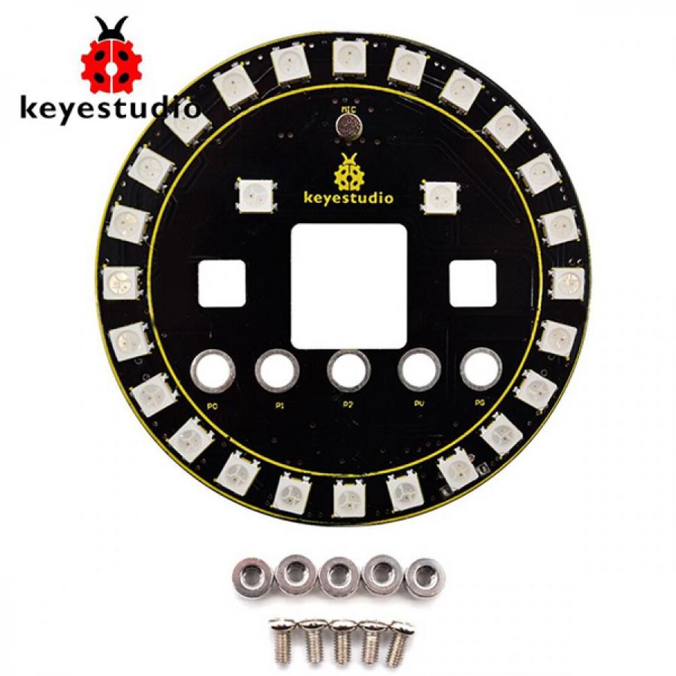 디바이스마트,오픈소스/코딩교육 > Micro:Bit > 마이크로비트 확장/변환보드,keyestudio,마이크로비트 6812 풀 컬러 RGB LED 링 쉴드 [KS0444],전압 입력: DC 5-9V / 치수: 직경 80mm / 환경적 특성: ROHS / M3너트 5개, M3*6나사 5개 포함