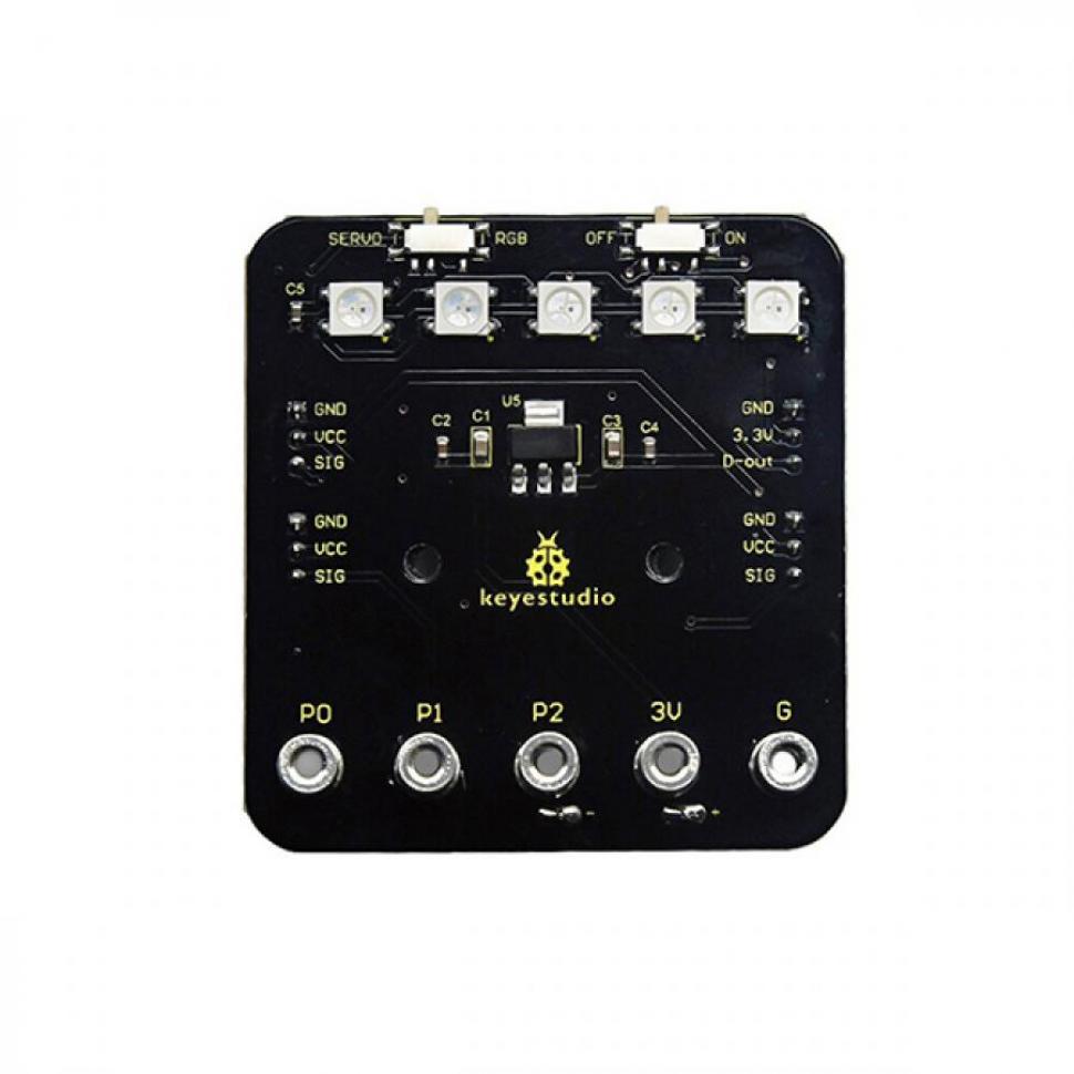 디바이스마트,오픈소스/코딩교육 > Micro:Bit > 마이크로비트 확장/변환보드,keyestudio,마이크로비트 미니 서보 쉴드 + 배터리홀더 (마이크로비트 미포함) [KS0493],작동 전압: DC 3.3-5V / 작동 전류: 60mA / 최대 전력: 300mA / 크기(mm): 58*56*21 / 무게: 24g