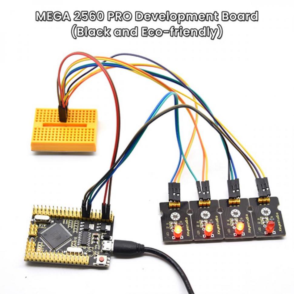 디바이스마트,오픈소스/코딩교육 > 아두이노 > 아두이노 호환보드,keyestudio,아두이노 메가 2560 PRO 개발보드 [KS0502],54개의 디지털 입출력 핀(그 중 15개는 PWM 출력으로 사용 가능), 16개의 아날로그 입력, 4채널 직렬 통신 포트, USB 연결, 1개의 ICSP 헤더, 리셋 버튼이 있습니다.