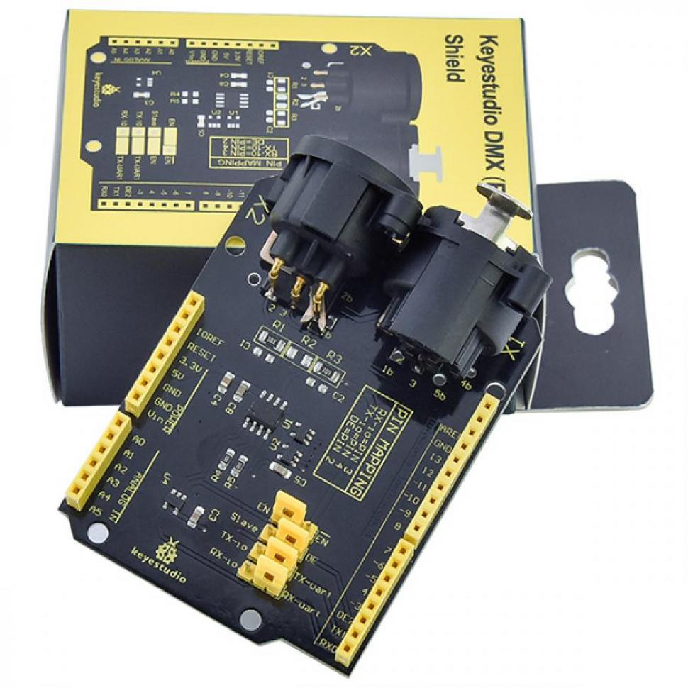 디바이스마트,오픈소스/코딩교육 > 아두이노 > 아두이노 호환쉴드,keyestudio,아두이노 DMX (RDM) 쉴드 [KS0529],DMX를 송수신하여 스피커, 조명 및 연기 기계를 제어할 수 있습니다