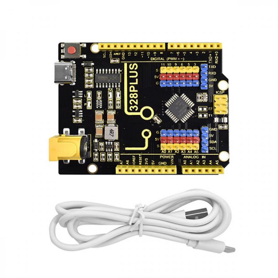 디바이스마트,오픈소스/코딩교육 > 아두이노 > 아두이노 호환보드,keyestudio,아두이노 328 PLUS 제어 보드 [KS0546],마이크로컨트롤러: ATMEGA328P B / USB to serial 칩: CH340C / 동작 전압: 5V
