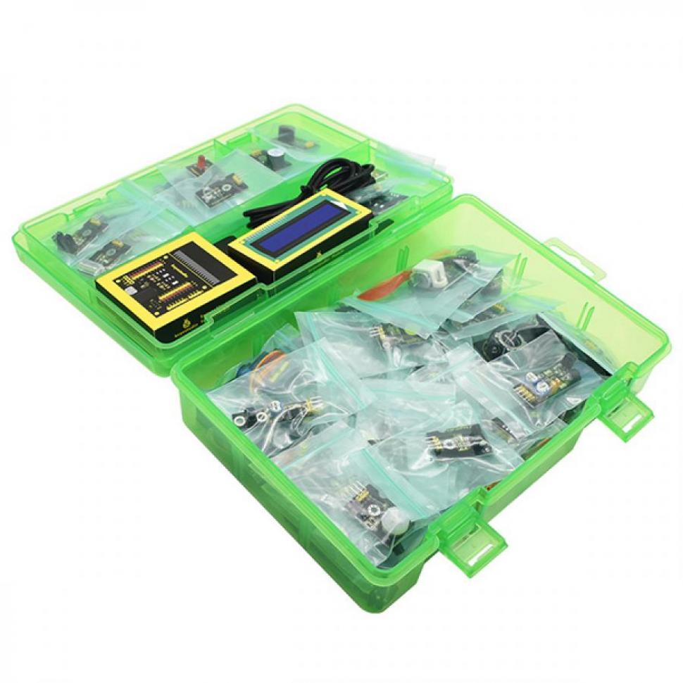 디바이스마트,오픈소스/코딩교육 > Micro:Bit > 마이크로비트 교육용키트,keyestudio,마이크로비트 45종 센서 스타터 키트 (마이크로비트 미포함) [KS4009],어린이 프로그래밍 교육에 사용할 수 있고, 온보드에는 Bluetooth, 가속도계, 나침반, 3개의 버튼, 5x5 LED 매트릭스, USB 인터페이스, 연결 핀이 있습니다.