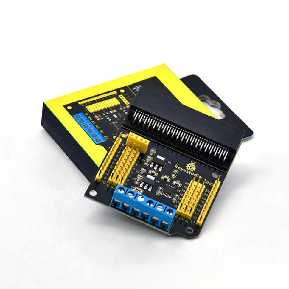 디바이스마트,오픈소스/코딩교육 > Micro:Bit > 마이크로비트 확장/변환보드,keyestudio,마이크로비트 DRV8833 모터 드라이버 확장 보드 [KS4033],VM 입력 전압: DC 5-10.8V / 구동부 동작전류: ≤700mA / 모터 출력 구성: 더블 H-브리지 / 작동온도: 0~50 / 크기: 70mm * 58mm