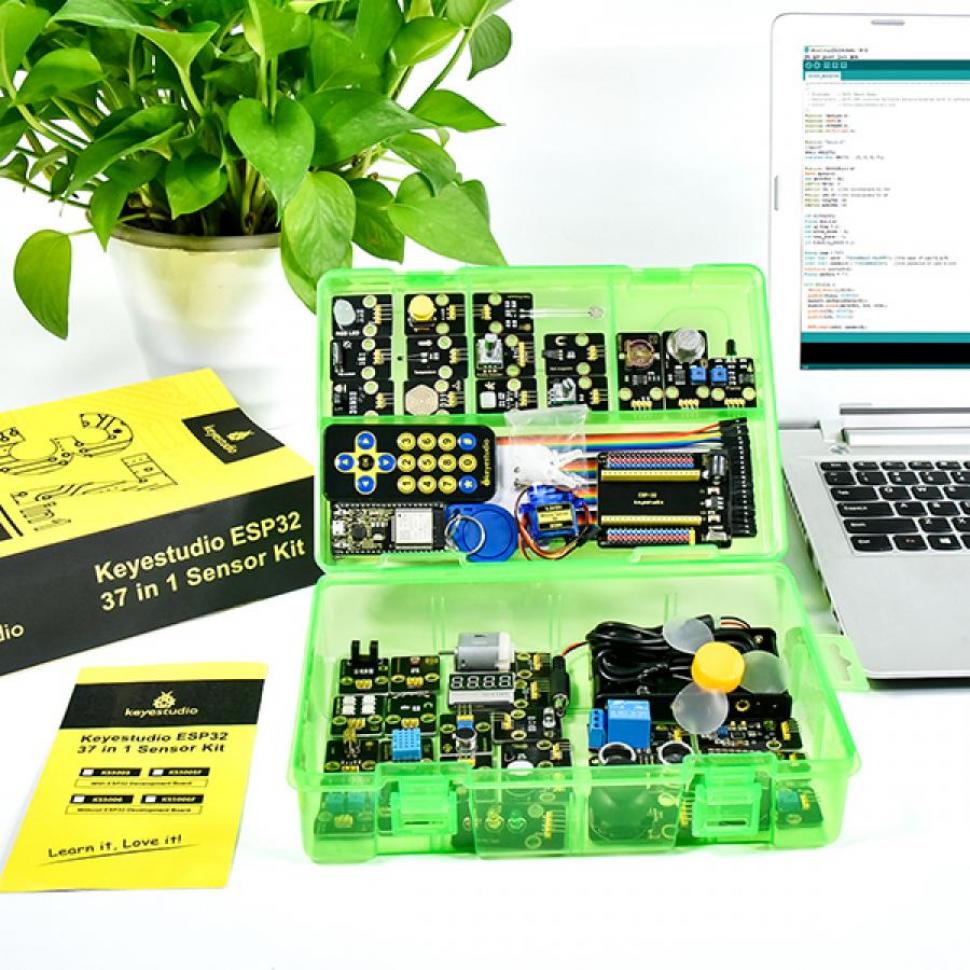 디바이스마트,오픈소스/코딩교육 > 아두이노 > 아두이노 교육용키트,keyestudio,아두이노 37종 ESP32 센서 스타터 키트 (ESP32 메인보드 포함) [KS5005],모든 센서와 모듈은 ESP32 확장 보드와 완벽하게 호환됩니다. ESP32 메인보드를 ESP32 확장 보드에 쌓고 점퍼 와이어로 연결하기만 하면 되므로 간단하고 편리합니다.