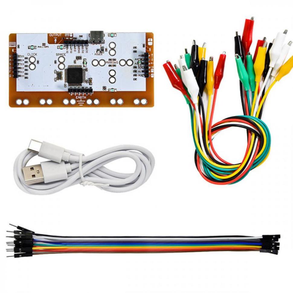 디바이스마트,오픈소스/코딩교육 > 아두이노 > 아두이노 교육용키트,keyestudio,makey makey 호환보드 키트 [KT0178],Creative 개발 보드 1개 + USB 케이블 1개 + M/M 점퍼 케이블 10개 + 악어 클립 10개