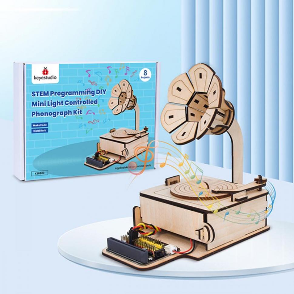 디바이스마트,오픈소스/코딩교육 > Micro:Bit > 마이크로비트 교육용키트,keyestudio,마이크로비트 미니 축음기 스타터 키트 (마이크로비트 ESP32 호환보드 포함) [KS0803+KS5018],코드를 작성하여 아름다운 멜로디를 연주하거나 더욱 창의적이고 흥미로운 기능을 구현합니다.