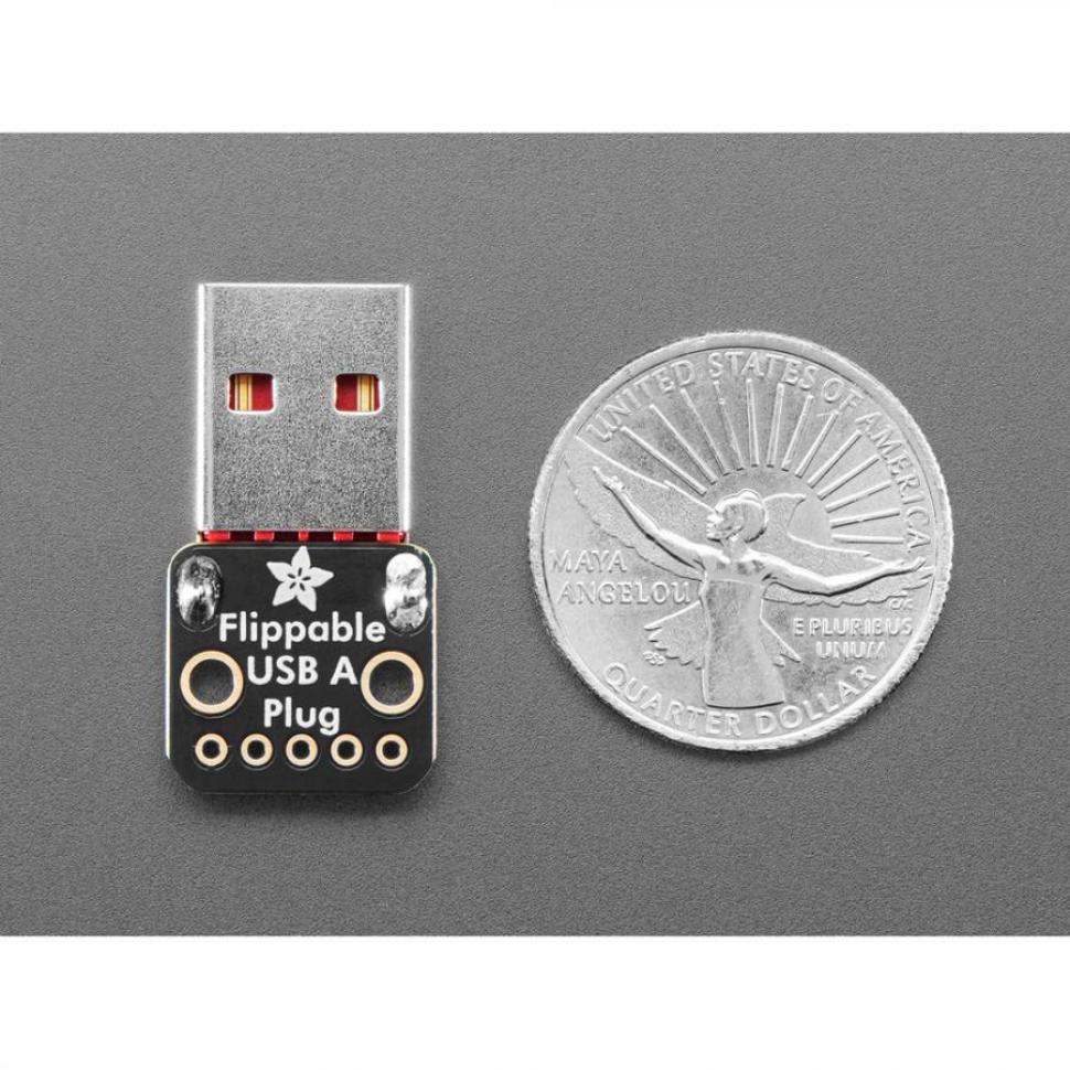 디바이스마트,MCU보드/전자키트 > 통신/네트워크 > USB관련,Adafruit,Adafruit Reversible USB Type A Plug Connector Breakout [ada-6001],가운데에 얇은 접촉 부분이 있어 어느쪽으로든 꽂을 수 있습니다 / 크기 : 1.1 x 0.6 x 0.2인치