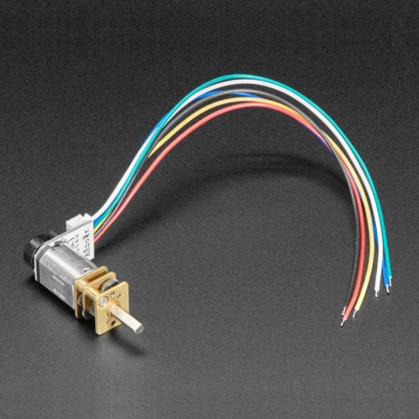 디바이스마트,기계/제어/로봇/모터 > 모터류 > DC모터 > 엔코더모터,Adafruit,N20 DC Motor with Magnetic Encoder - 6V with 1:298 Gear Ratio [ada-4641],1:298 기어비 / 모터에 6V 정격 전력을 사용하고 약 100mA를 소모합니다 / 치수(샤프트 제외) : 30.5mm x 18.5mm / 와이어 길이 : 150mm
