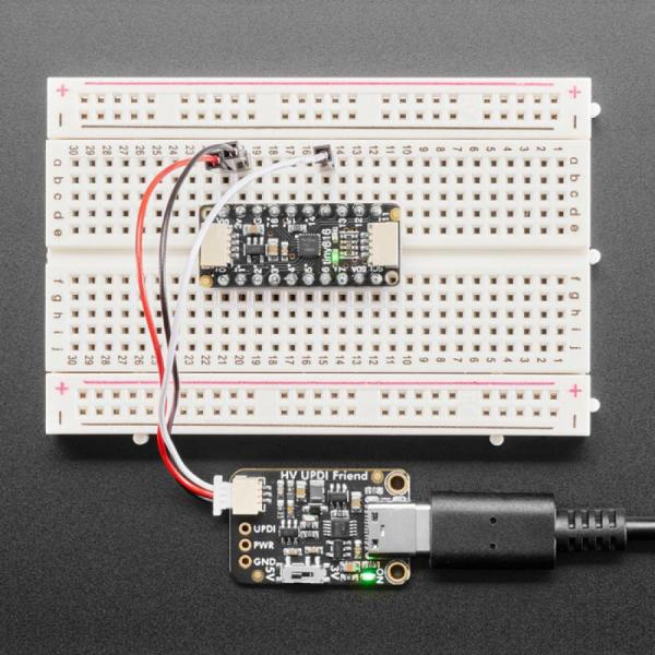 디바이스마트,MCU보드/전자키트 > 통신/네트워크 > USB관련,Adafruit,Adafruit High Voltage UPDI Friend - USB Serial UPDI Programmer [ada-5893],UPDI에 빠른 12V 펄스를 보낼 수 있습니다 / 3V 또는 5V 전원 및 로직 선택 / RX와 TX 사이의 1K 루프백 저항기 / USB Type C / JST SH 케이블 포함