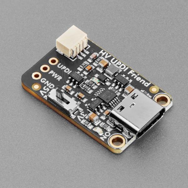 디바이스마트,MCU보드/전자키트 > 통신/네트워크 > USB관련,Adafruit,Adafruit High Voltage UPDI Friend - USB Serial UPDI Programmer [ada-5893],UPDI에 빠른 12V 펄스를 보낼 수 있습니다 / 3V 또는 5V 전원 및 로직 선택 / RX와 TX 사이의 1K 루프백 저항기 / USB Type C / JST SH 케이블 포함