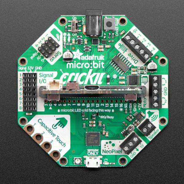 디바이스마트,오픈소스/코딩교육 > Micro:Bit > 마이크로비트 확장/변환보드,Adafruit,Adafruit CRICKIT for micro:bit [ada-3928],마이크로비트 전용 / seesaw로 구동 /  4x 아날로그 또는 디지털 서보 제어, 정밀 16비트 타이머 포함