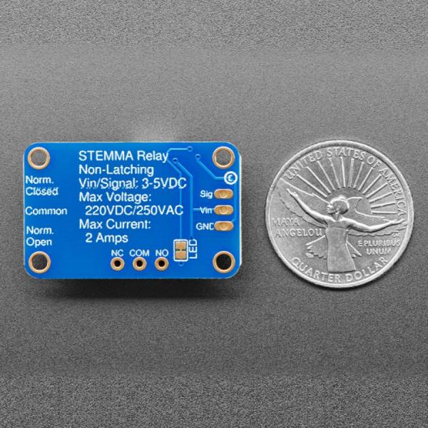 디바이스마트,MCU보드/전자키트 > 전원/신호/저장/응용 > 릴레이,Adafruit,Adafruit STEMMA Non-Latching Mini Relay - JST PH 2mm [ada-4409],STEMMA 비래칭 미니 릴레이 / 30VDC 또는 ~40VAC 또는 그 이하에서 최대 2A의 저항 전류를 전환할 수 있습니다