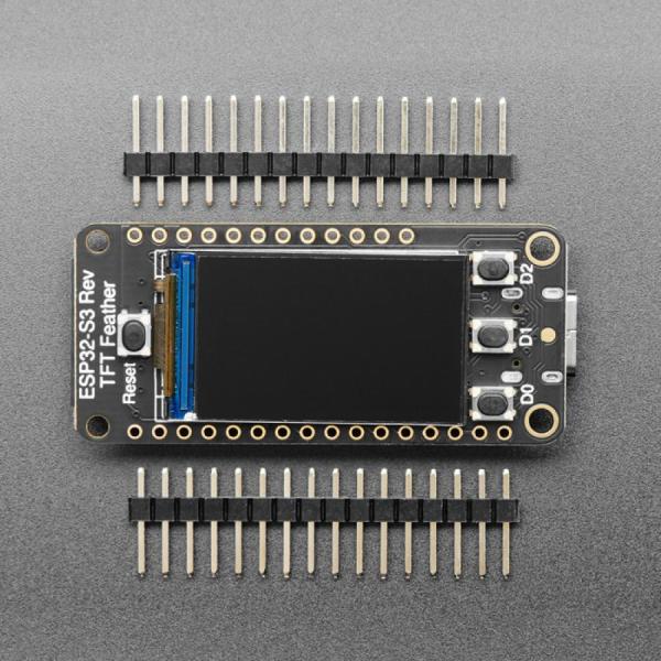 디바이스마트,MCU보드/전자키트 > 디스플레이 > LCD/OLED,Adafruit,Adafruit ESP32-S3 Reverse TFT Feather - 4MB Flash, 2MB PSRAM, STEMMA QT [ada-5691],뒷면에 240x135 컬러 TFT 디스플레이 장착 / ESP32-S3 WIFI 모듈로 구동 / 아두이노 호환