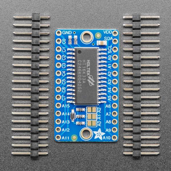 디바이스마트,LED/LCD > LED 인테리어조명 > LED 모듈,Adafruit,Adafruit 16x8 LED Matrix Driver Backpack - HT16K33 Breakout [ada-1427],HT16K33 칩 / 통신 프로토콜 : I2C / 8개의 매트릭스 / 각각 16x8 LED를 제어하여 총 1024개의 LED 사용