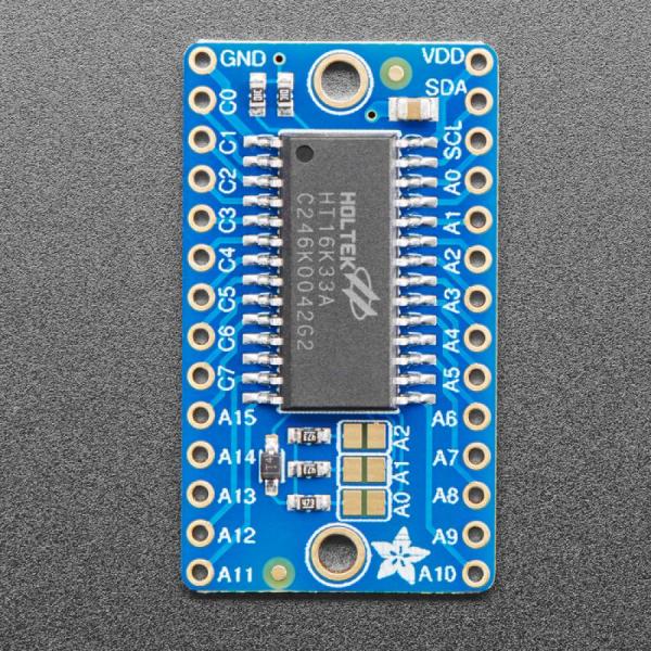 디바이스마트,LED/LCD > LED 인테리어조명 > LED 모듈,Adafruit,Adafruit 16x8 LED Matrix Driver Backpack - HT16K33 Breakout [ada-1427],HT16K33 칩 / 통신 프로토콜 : I2C / 8개의 매트릭스 / 각각 16x8 LED를 제어하여 총 1024개의 LED 사용