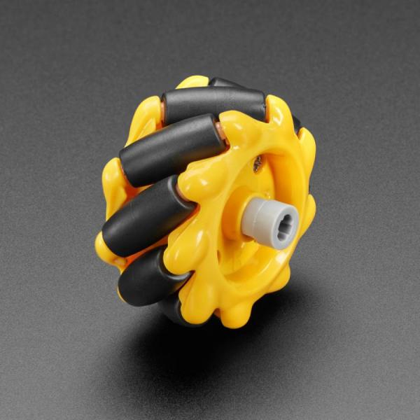 디바이스마트,기계/제어/로봇/모터 > 로봇부품 > 바퀴/휠 > 메카넘 휠,Adafruit,Left & Right Mecanum Wheel Pair - 48mm Diameter - TT Motor or Cross Axle (2-pack) [ada-4990],4륜 로봇이 어느 방향으로든 움직일 수 있습니다 / 휠 직경 : 48mm / 휠 너비 : 25mm / 허브 인서트 길이 : 7.5mm