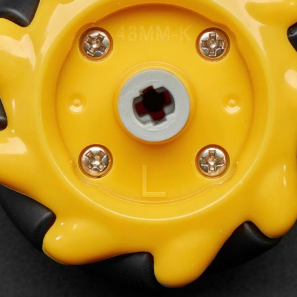 디바이스마트,기계/제어/로봇/모터 > 로봇부품 > 바퀴/휠 > 메카넘 휠,Adafruit,Left & Right Mecanum Wheel Pair - 48mm Diameter - TT Motor or Cross Axle (2-pack) [ada-4990],4륜 로봇이 어느 방향으로든 움직일 수 있습니다 / 휠 직경 : 48mm / 휠 너비 : 25mm / 허브 인서트 길이 : 7.5mm