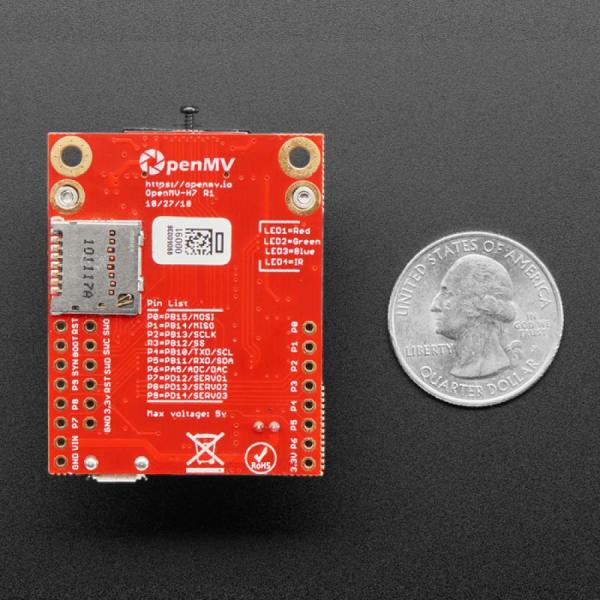 디바이스마트,MCU보드/전자키트 > 인공지능/임베디드/산업용 > 인공지능/머신러닝 > 인공지능 카메라/비젼,Adafruit,OpenMV Cam H7 R1 - MicroPython Embedded Vision Machine Learning - OV7725 Image Sensor [ada-4478],480MHz로 작동하는 STM32H743VI ARM Cortex M7 프로세서 / 모든 I/O 핀은 3.3V를 출력하고 5V 허용 범위