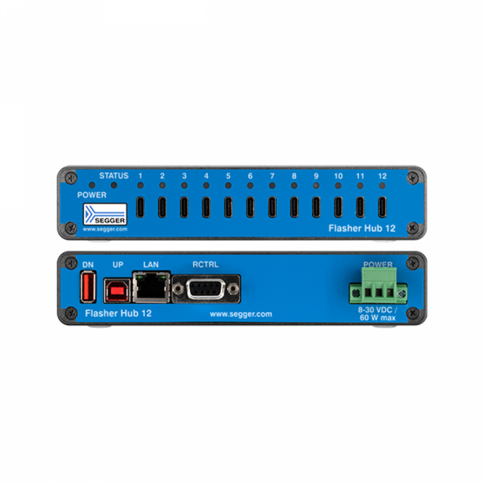 디바이스마트,MCU보드/전자키트 > 개발용 장비 > SEGGER > Flasher,SEGGER,Flasher Hub-12 [5.01.20] 공식정품,segger 베스트셀러 / 최대 24개의 Flasher Compact 장치를 제어가능, 병렬 고속 갱 프로그래밍 지원 / 멀티 플랫폼 솔루션 : Linux, macOS 및 Windows / 구성품 : 플래셔 허브, 전원 커넥터 , USB 케이블(A to B)