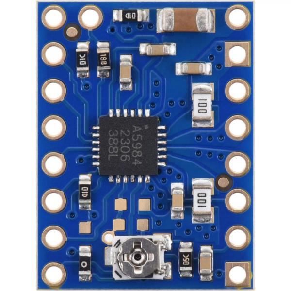 디바이스마트,기계/제어/로봇/모터 > 모터드라이버 > 스텝모터 드라이버 > 바이폴라 스텝모터 드라이버,,A5984 Stepper Motor Driver Carrier, Adjustable Current, Blue Edition #5340,블루 에디션 / 8가지 다른 마이크로스테핑 분해능(1/32단계까지) 제공 / 과전류 및 과열 보호 기능 / 공급 전압 : 8V ~ 40V / 최대 약 1.2A 연속 전류 공급
