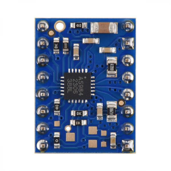 디바이스마트,기계/제어/로봇/모터 > 모터드라이버 > 스텝모터 드라이버 > 바이폴라 스텝모터 드라이버,Pololu,A5984 Stepper Motor Driver Carrier, Fixed 1A@5V / 660mA@3.3V, Blue Edition (Soldered Header Pins) #5347,블루 에디션 / 납땜 헤더 핀 포함 / VDD : 5V @ 1A, VDD : 3.3A @ 660mA / 4층 PCB