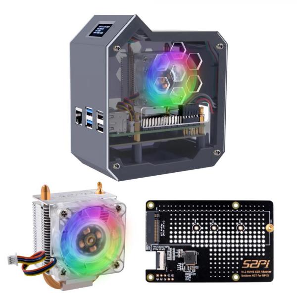 디바이스마트,오픈소스/코딩교육 > 라즈베리파이 > 라즈베리파이 케이스,52PI,라즈베리파이5 ABS 아이스 타워 NAS 키트 블랙 [ZP-0187],라즈베리파이5 전용 아이스타워 NAS 키트 / M.2 NVMe SSD M-Key  / 0.96" 디스플레이 포함 / 아이스 타워 포함 / 포고핀 포함 / 블랙