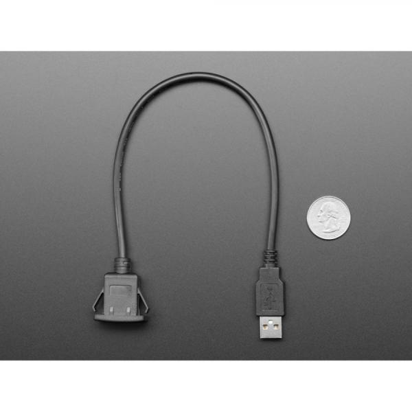 디바이스마트,케이블/전선 > USB 케이블 > 패널마운트(MF) 케이블,Adafruit,Snap-In Panel Mount Cable - USB A Extension Cable [ada-4055],양쪽 끝에 표준 USB A / 길이 : 30cm(약 12인치) / 케이블 직경 : 4.5mm