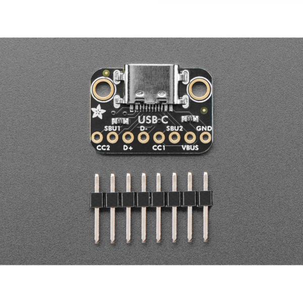 디바이스마트,MCU보드/전자키트 > 통신/네트워크 > USB관련,Adafruit,Adafruit Sunken USB Type C Breakout Board - Downstream Connection [ada-6050],USB Type C / 두 개의 5.1K 저항기는 업스트림 포트에 5V 및 최대 1.5A를 제공