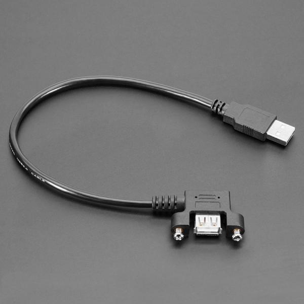 디바이스마트,케이블/전선 > USB 케이블 > 패널마운트(MF) 케이블,Adafruit,Panel Mount USB Cable - USB A Plug to USB A Right Angle Socket - 30cm [ada-6004],28 AWG 데이터, 24 AWG 전원 / 총 길이 : 13.2인치 / 간격 : 30mm
