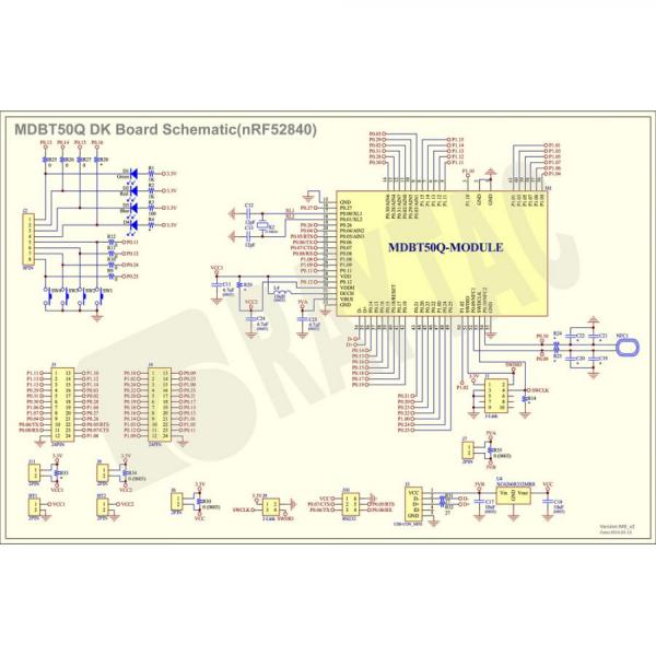 디바이스마트,MCU보드/전자키트 > 통신/네트워크 > 블루투스/BLE,RAYTAC,nRF52840 데모 보드 MDBT50Q-DB-40,빠르게 테스트하고 디버깅할 수 있도록 설계되었습니다.  / BT5 장거리 기능 지원 / 내장 USB 인터페이스