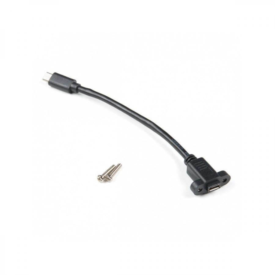 Panel Mount USB Micro-B Extension Cable - 6inch [CAB-15464]