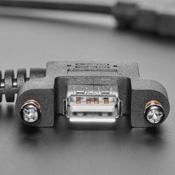 디바이스마트,케이블/전선 > USB 케이블 > 패널마운트(MF) 케이블,Adafruit,Panel Mount USB Cable - USB A Plug to USB A Right Angle Socket - 30cm [ada-6004],28 AWG 데이터, 24 AWG 전원 / 총 길이 : 13.2인치 / 간격 : 30mm