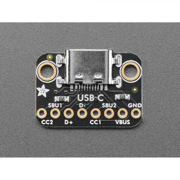 디바이스마트,MCU보드/전자키트 > 통신/네트워크 > USB관련,Adafruit,Adafruit Sunken USB Type C Breakout Board - Downstream Connection [ada-6050],USB Type C / 두 개의 5.1K 저항기는 업스트림 포트에 5V 및 최대 1.5A를 제공