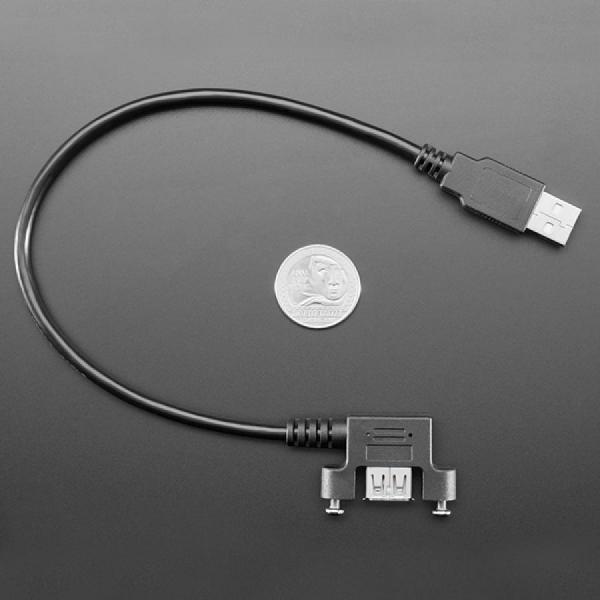 디바이스마트,케이블/전선 > USB 케이블 > 패널마운트(MF) 케이블,Adafruit,Panel Mount USB Cable - USB A Plug to USB A Right Angle Socket - 30cm [ada-6004],28 AWG 데이터, 24 AWG 전원 / 총 길이 : 13.2인치 / 간격 : 30mm