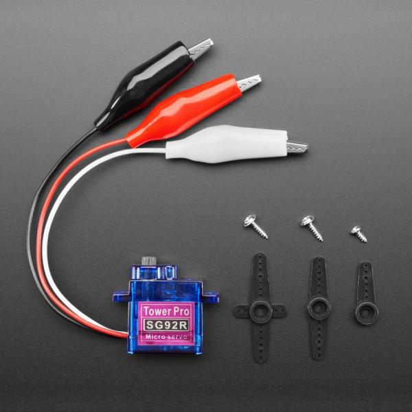 디바이스마트,기계/제어/로봇/모터 > 모터류 > 서보모터 > 디지털 서보모터,Adafruit,Micro Servo with Alligator Clips [ada-5592],악어 클립 테스트 리드 3개가 달려 있습니다 / 약 180도 회전