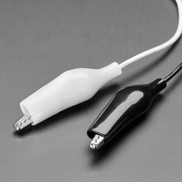 디바이스마트,케이블/전선 > 점퍼/하네스/악어/바나나 > 악어클립/바나나 케이블,Adafruit,3.5mm Mono Audio Plug to Alligator Clips [ada-4181],한쪽 끝에는 3.5mm 모노 오디오 플러그가 있고 다른 쪽 끝에는 악어 클립 두 개가 있습니다 / 길이 : 275mm / 와이어 게이지 : 22AWG