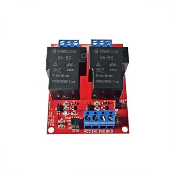 디바이스마트,MCU보드/전자키트 > 전원/신호/저장/응용 > 릴레이,AVRMALL,[NER-20412] RELAY-20A(CH2)-5V (2CH Relay Module) 버전A,2채널 릴레이 모듈 - 5V/20A, 트리거 LOW/HIGH 점퍼로 선택 가능, 절연회로 적용, 터미널블록 20A 지원