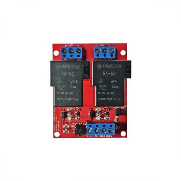 디바이스마트,MCU보드/전자키트 > 전원/신호/저장/응용 > 릴레이,AVRMALL,[NER-20412] RELAY-20A(CH2)-5V (2CH Relay Module) 버전A,2채널 릴레이 모듈 - 5V/20A, 트리거 LOW/HIGH 점퍼로 선택 가능, 절연회로 적용, 터미널블록 20A 지원