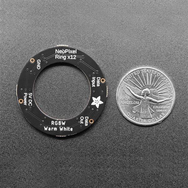 디바이스마트,LED/LCD > LED 인테리어조명 > LED 모듈,Adafruit,NeoPixel Ring - 12 x 5050 RGBW LEDs w/ Integrated Drivers - Warm White - ~3000K [ada-2851],웜 화이트 / 12개의 초고휘도 스마트 LED NeoPixels가 1.45인치(37mm) 외경의 원형으로 배열 / 전원 공급 : 5VDC / 800KHz 프로토콜 사용